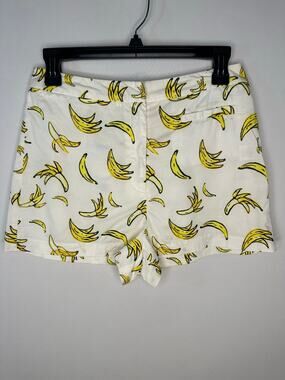 Milly White Cotton Shorts with Allover Banana Print Size 4